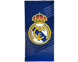 Real Madrid Strandlaken - Polyester Handdoek - 70 x 140 cm - Blauw - Officieel Gelicenseerd