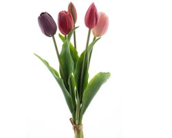 Real Touch Tulips - Real Touch Tulpen - Purple Beauty Combo - Tulpen - Kunstbloemen - Kunst Tulpen - Kunst Boeket - Tulp - 40 CM - Zijden Bloemen - Latex Bloem - Bruiloft - Voorjaar - Lente