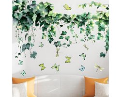 Realistic Leaf Wall Art Stickers - Zelfklevende Groene Plant Wandstickers - Klimopbladeren Wandstickers voor Slaapkamers - Woonkamer - Keuken - Kantoor Decor