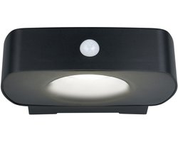 REALITY BILBAO - Wandlamp - Zwart - incl. 1x SMD 6 W - Bewegingssensor - Schemersensor - USB-aansluiting - Helderheid instelbaar - Oplaadbaar - Zonne-energie - Bewegingssensor en orientatielicht - Hybrid Solar - oplaadbaar - Buitenverlichting - IP44