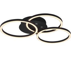 REALITY CIRCLE - Plafondlamp - Zwart mat - incl. 1x SMD 27W - Afstandsbediening - Geintegreerde dimmer - Zwenkbaar - Traploos instelbare lichtkleur - Nachtlampje - Dimbaar met schakelaar - Niet geschikt voor externe dimmer - Geheugenfunctie
