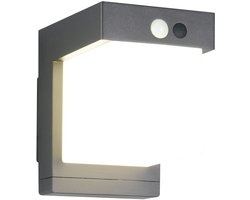 REALITY COLOMBO - Wandlamp - Zwart mat - incl. 1x SMD 5,5 W - Bewegingssensor - Schemersensor - Helderheid instelbaar - Oplaadbaar - Zonne-energie - Bewegingssensor en orientatielicht - Hybrid Solar - netvoeding - Buitenverlichting - IP44