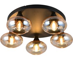 REALITY DIVINA - Plafondlamp - Amber - excl. 5x E14 4 W - Plafondbevestiging