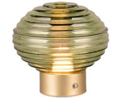 REALITY EARL - Tafellamp - Messing mat - incl. 1x SMD 2W - Touch functie - Oplaadbaar - Snoerloos - Groen glas