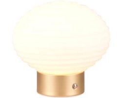 REALITY EARL - Tafellamp - Messing mat - incl. 1x SMD 2W - Touch functie - Oplaadbaar - Snoerloos - Wit glas