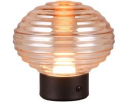 REALITY EARL - Tafellamp - Zwart mat - incl. 1x SMD 2W - Touch functie - Oplaadbaar - Snoerloos - Amber glas