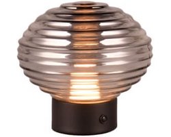 REALITY EARL - Tafellamp - Zwart mat - incl. 1x SMD 2W - Touch functie - Oplaadbaar - Snoerloos - Smoke glas