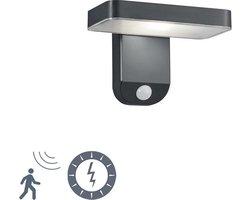 REALITY ESQUEL - Wandlamp - Antraciet - incl. 1x SMD 4,5W - Bewegingssensor - Solar - Zonne energie - Snoerloos - Buitenverlichting - IP44