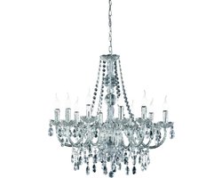 REALITY LÃœSTER Kroonluchter - Chroom - excl. 10x E14 40W - Behang Transparant - D:76 cm