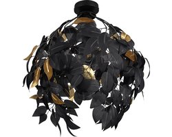 REALITY LEAVY - Plafondlamp - Zwart mat - excl. 1x E27 28 W - Plafondbevestiging - Patroon bescherming