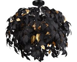 REALITY LEAVY - Plafondlamp - Zwart met goud - excl. 3x E14 28W - Plafondbevestiging
