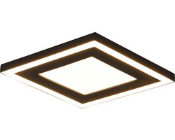Reality - LED Plafondlamp - Plafondverlichting - 17W - Warm Wit 3000K - Vierkant - Zwart - Kunststof