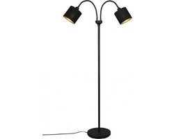 REALITY Leuchten Tommy - Vloerlamp - 2x E14 - Mat Zwart - Goud