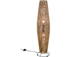 REALITY MIKI - Vloerlamp - Bruin - excl. 2x E27 40W - Voetschakelaar - Naturel sisal