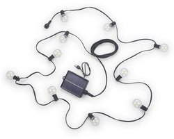 REALITY MOOD - Lichtsnoer - Zwart mat - incl. 10x E12 0,5 W - Afstandsbediening - Schemersensor - USB-aansluiting - Helderheid instelbaar - Geheugenfunctie - Oplaadbaar - Zonne-energie - Timer - Hybrid Solar - oplaadbaar - Buitenverlichting - IP44