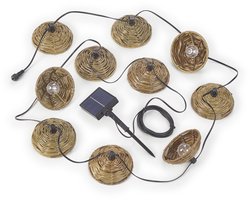 REALITY MOOD - Lichtsnoer - Zwart mat - incl. 10x E12 0,5 W - Afstandsbediening - Schemersensor - USB-aansluiting - Helderheid instelbaar - Geheugenfunctie - Oplaadbaar - Zonne-energie - Timer - Hybrid Solar - oplaadbaar - Buitenverlichting - IP44