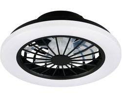 REALITY ROTSUND - Ventilator - Zwart mat - incl. 1x SMD 22 W - Afstandsbediening - Geintegreerde dimmer - Traploos instelbare lichtkleur - 5 snelheidsniveaus - Geheugenfunctie via de afstandsbediening - Zomer- en wintermodus
