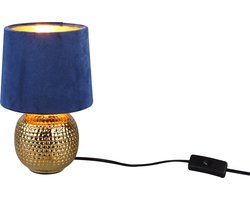 REALITY SOPHIA - Tafellamp - Goud - excl. 1x E14 40W - Snoerschakelaar - Blauwe kap