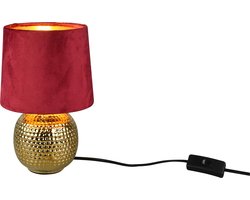 REALITY SOPHIA - Tafellamp - Goud - excl. 1x E14 40W - Snoerschakelaar - Rode kap