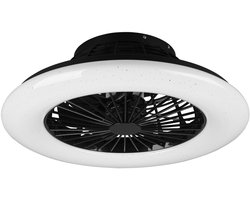 REALITY STRALSUND - Plafondventilator - Zwart mat - incl. 1x SMD 30 W - Licht apart schakelbaar - Afstandsbediening - Dimbaar - Traploos instelbare lichtkleur - Niet geschikt voor externe dimmer - Geheugenfunctie - 3 snelheid - Zomer- en wintermodus