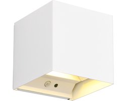 REALITY TALENT - Wandlamp - Wit mat - incl. 2x SMD 1W - Oplaadbaar - Draadloos - Beweginssensor - Schemeringssensor - Accuvoeding - Buitenverlichting - IP44
