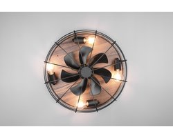 REALITY TRONDHEIM - Ventilator - Zwart mat - excl. 4x E27 4 W - Licht apart schakelbaar - Afstandsbediening - Plafondbevestiging - Niet geschikt voor externe dimmer - 3 snelheidsinstellingen - Timer - Zomer- en wintermodus