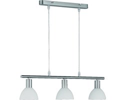 Reality|Trio hanglamp, 3-lichts, mat nikkel, witte glazen kap