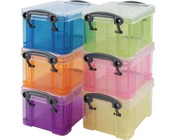 Really Useful Boxes Opbergdoos set van 6 x 0.33 liter assorti kleuren