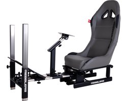 REBBLERS® Pro - Premium gaming cockpit met verstelbare F1 & GT/Rally positie – Inclusief vloermat – Grijs/Antraciet inklapbare racestoel