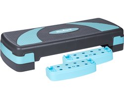 Rebel Active Fitness Stepper - Aerobics Step In Hoogte Verstelbaar Tot 20 Cm - Stepper Stepbank Fitnessstep - Grijs Blauw