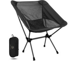 Recalma Campingstoel Zwart – Campingstoel Opvouwbaar - Lichtgewicht Visstoel - Vouwstoel Inklapbaar – Outdoor Vouwstoel met Draagtas – Strandstoel - Zwart
