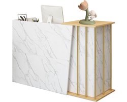Receptie Balie - Kassa Tafel - Kleine Winkel - Marmeren Look - 140 cm - Zwart
