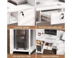 Receptiebalie – Balie – Toonbank – Servicebalie – Werkplek – Modern Design – Groot Werkoppervlak 100x120x50 cm – Vergrendelbare Laden en Verstelbare Planken
