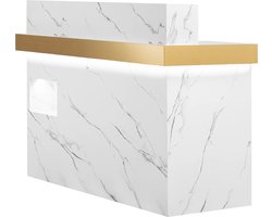 Receptiebalie - met indirecte verlichting - afsluitbaar - uitschuifbaar toetsenbordblad - marmerlook - physa