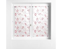 Rechte gordijnroedes - Raambekleding set - Decoratie woonkamer - Geborduurd patroon - 2 x 60 x 90 cm - Rood