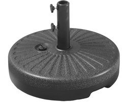 Rechte parasolvoet zwart - Compatibel met parasolstokken van 38 tot 48 mm - Vulling met water of zand