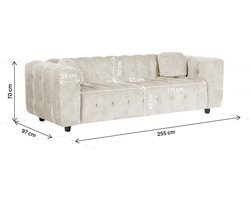 Rechte zitbank "Vendome" in chenillestof - 3 zitplaatsen - Beige