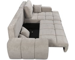 Rechterhoek slaapbank in chenillestof "Verneuil" - 3-zits - Beige