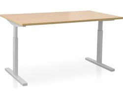 Rechthoek bureau instelbaar | Start Pintado | 160 x 80 cm | Frame wit - blad wildperen