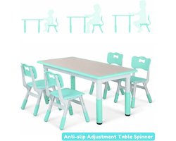 Rechthoek Multi-Activiteiten Tafel Set 4 Chair 120x60cm- Kindertafel met 4 Stoelen in Hoogte Verstelbaar 48-60 cm Groeit deze Tafel & Stoel met uw Kind mee 2-10 jaar GROEN die elke Ruimte Opfleurt- Stevig & Duurzaam Ontwerp - Speelkamer - Kinderkamer