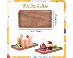 Rechthoekig decoratief houten dienblad van acaciahout voor thee, koffie en cake