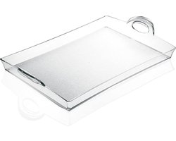 Rechthoekig dienblad van recyclebaar plastic - transparant - Happy Hour - 54 x 335 x h87 cm