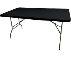 Rechthoekig Elastisch Tafelkleed - Tafelkleed Hoes - Spandex - Tafelkleden - Tafelzeil Buiten - Geschikt voor Klaptafels, Picknicks, Camping, Feesten - 183*76cm - Zwart