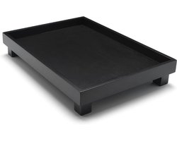 Rechthoekig houten dienblad - Aziatisch design - 1 stuk - zwart - 35 x 25 cm