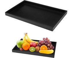Rechthoekig houten dienblad - veelzijdig en stijlvol - 1 stuk - zwart - massief hout - 32 x 20 x 2 cm