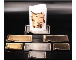 Rechthoekig kaarsenbord messing goud - 1 stuk - 11x8 cm