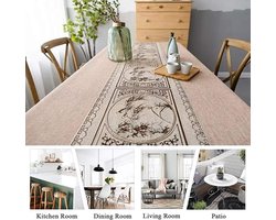 rechthoekig, katoen, linnen, tafelkleed, afwasbaar, met kwastjes, design, tuintafel, voor salontafel, thuis, keuken, eettafel, decoratie (bruin, 140 x 300 cm