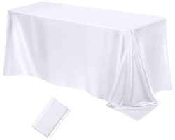 Rechthoekig satijnen tafelkleed voor bruiloften/verjaardagsfeestjes/evenementendecoratie 145*260CM (wit)