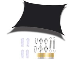 Rechthoekig Zonnezeil - Schaduwdoek Waterdicht - Buitenruimte Koelen - 90% UV Bescherming - 4x6 Meter - Zwart