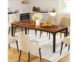 Rechthoekige 200 x 70 cm Industriële Eettafel voor 6-8 Personen | Stevige Keukentafel met Metalen Poten | Rustiek Bruin MDF Tafelblad | Multifunctionele Tafel voor Woon- en Eetkamer | Meda Home Store